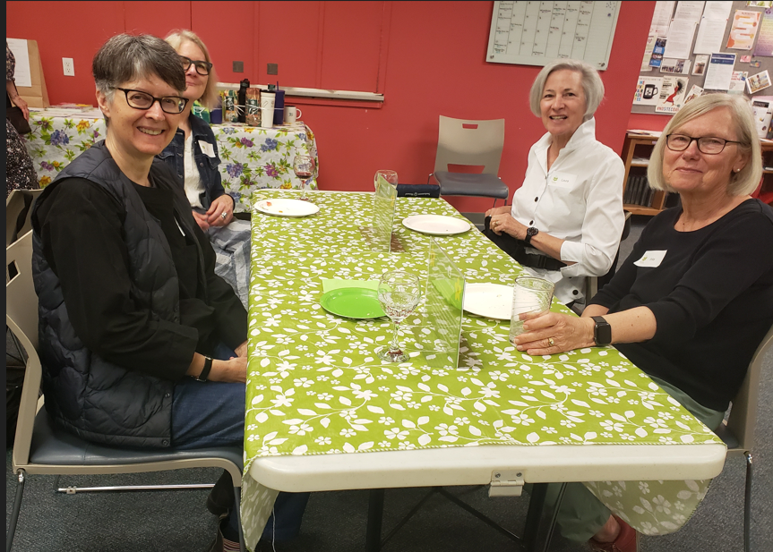 a table of volunteers