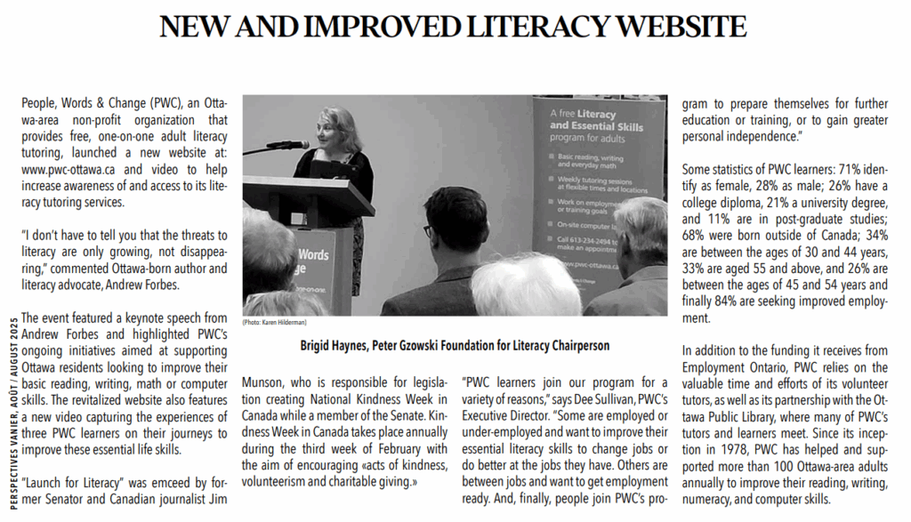 Perspectives Vanier – “New and Improved Literacy Website”