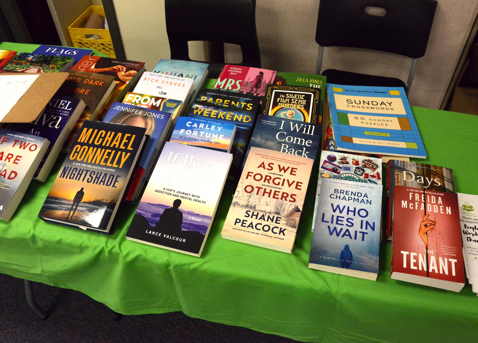 photos of the books available for the book draw