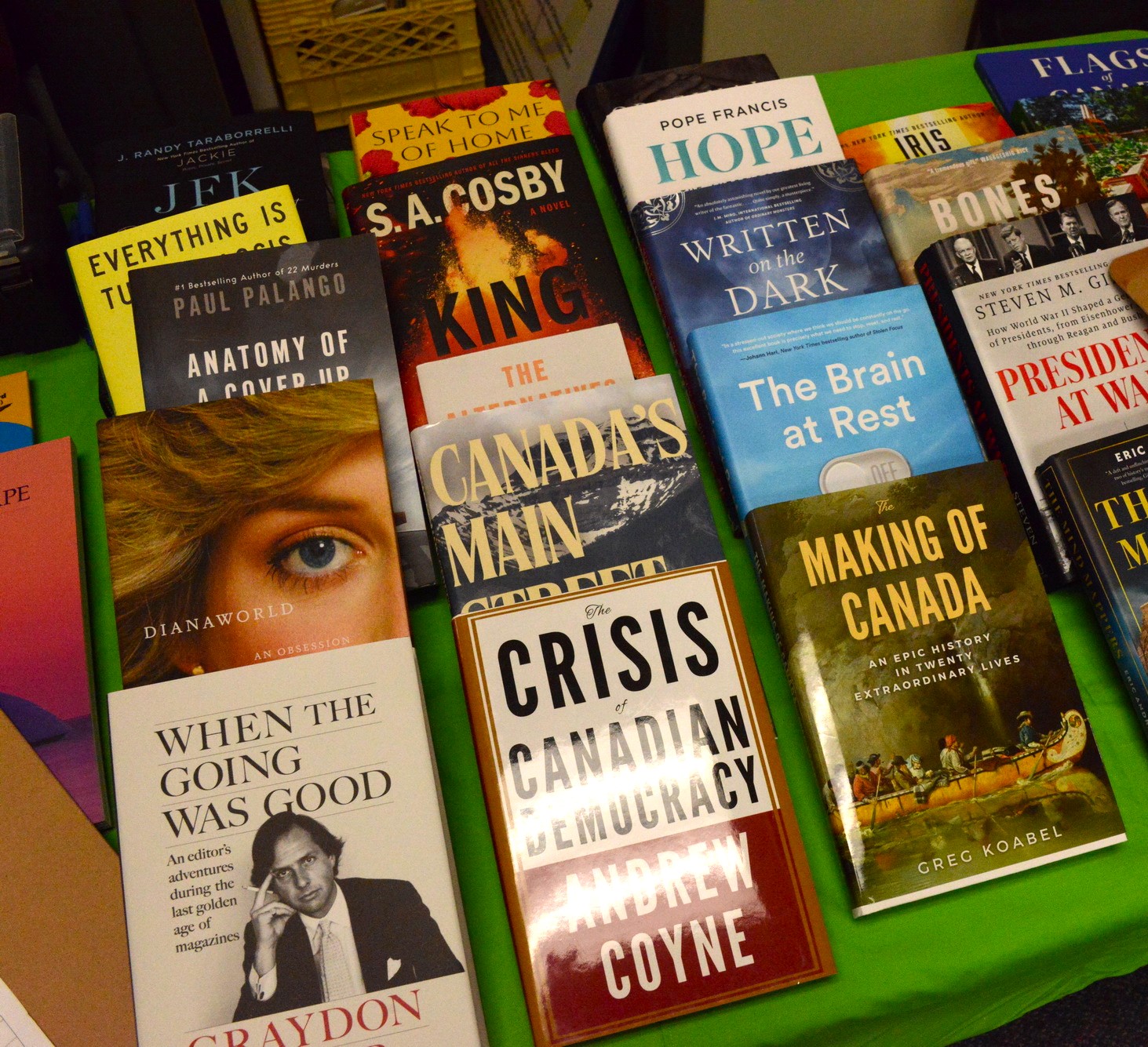photos of the books available for the book draw