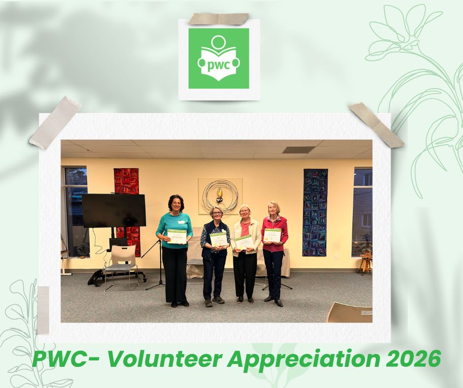 four of PWC Volunteers holding their 10 and 15 years of service sertification